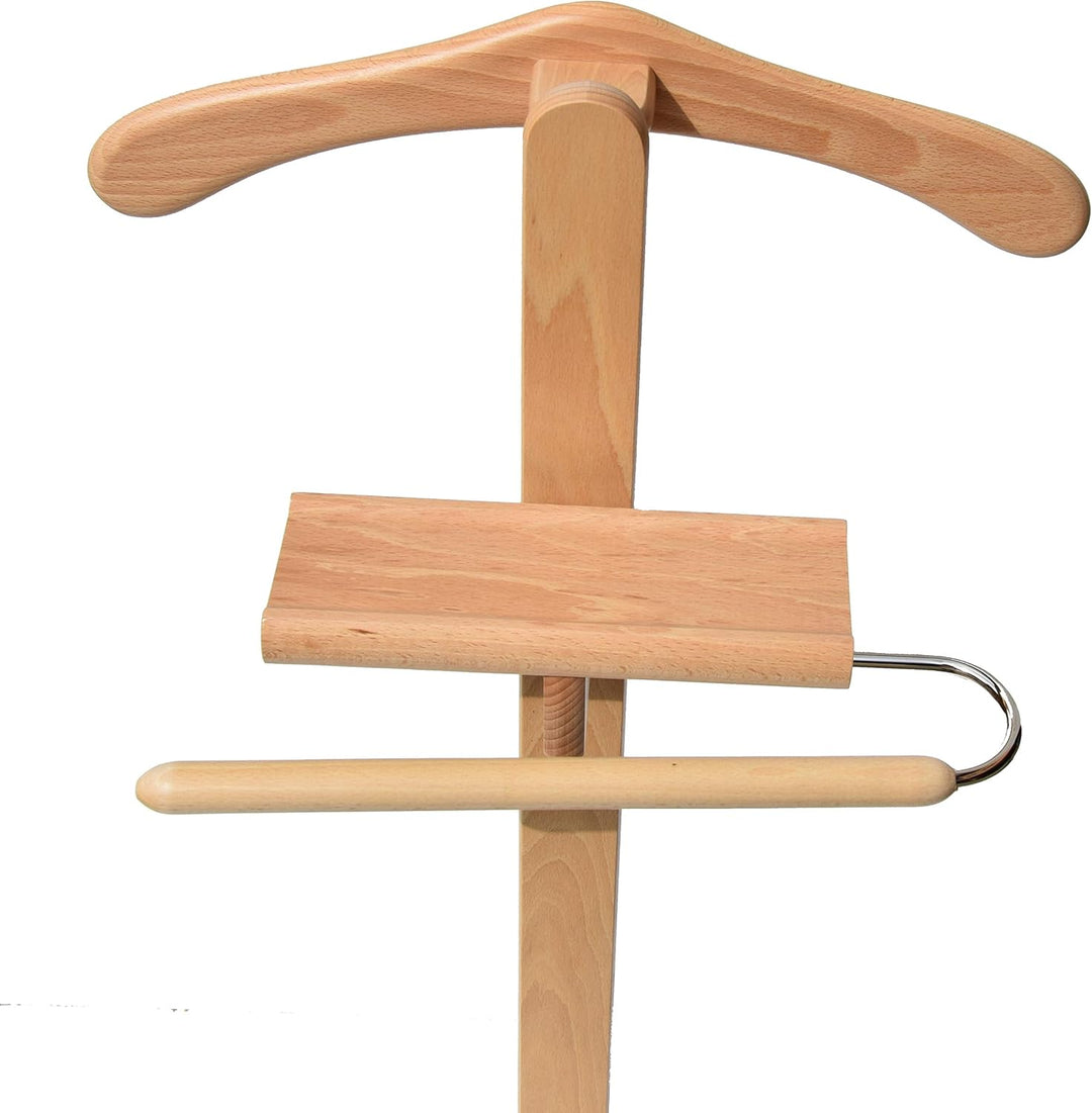 Hagspiel Herrendiener, Kleiderständer Buchenholz natur lackiert (stummer Diener), Made in