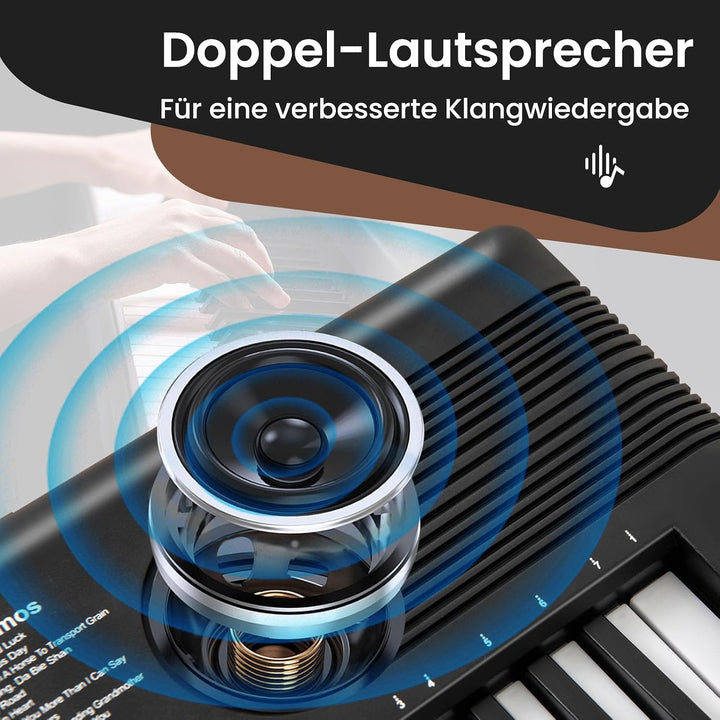 COSTWAY Keyboard Piano 61 Tasten, Digital Piano mit Ständer &amp; Mikrofon &amp; Tragetasche, E-Piano für Ei