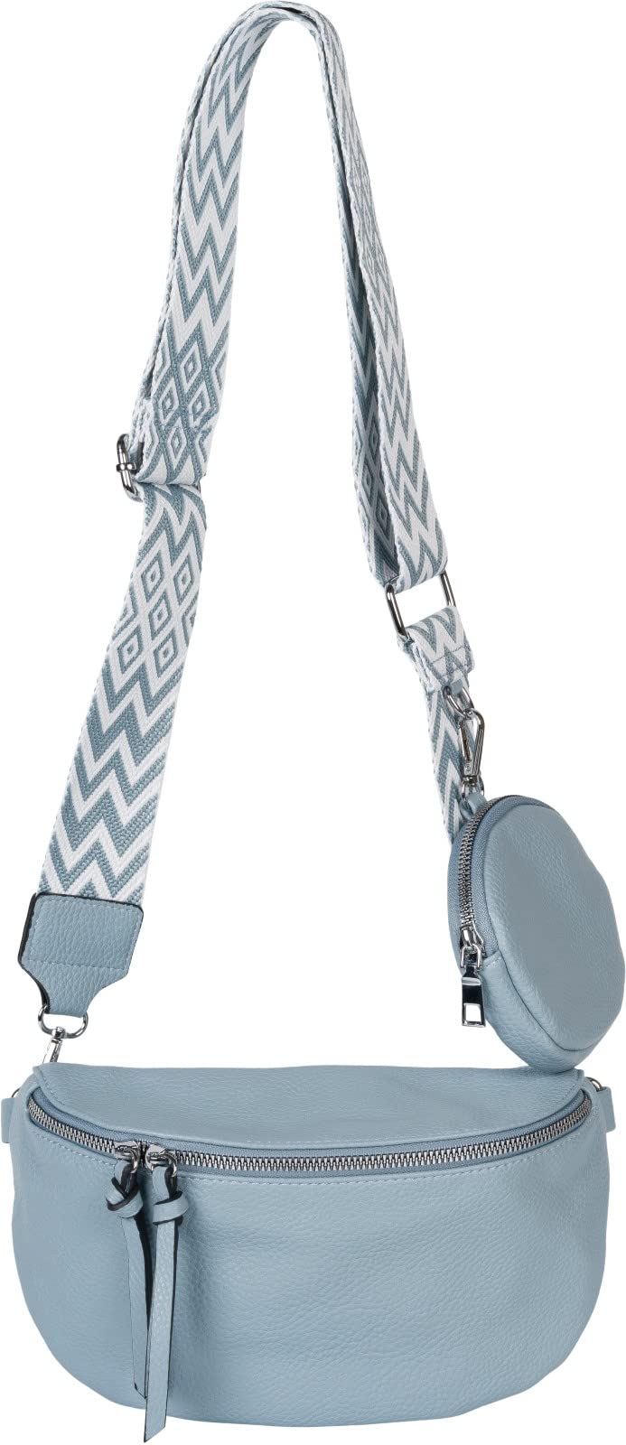styleBREAKER Damen Halbmond Crossbody Schultertaschen Set 2-Teilig, Schultergurt mit Zick-Zack Raute