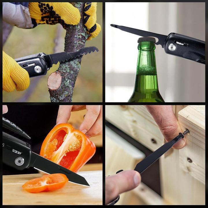 Hinshark Geschenke für Männer, 12 in 1 Multitool Camping Zubehör, Adventskalender Füllung für Männer