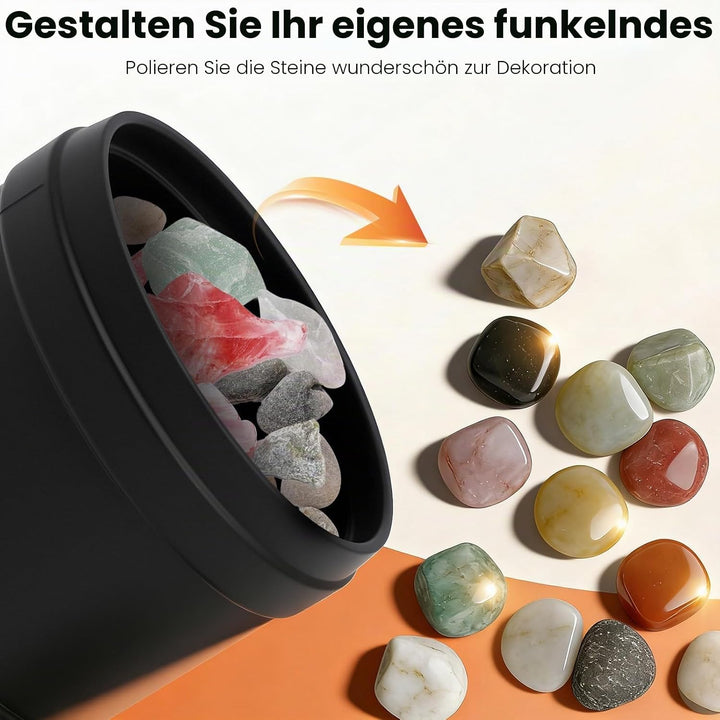 Rock Tumbler Set, Steinpoliermaschine mit Polierkörner Elektrisch Steintrommel Steinbecher DIY Stein