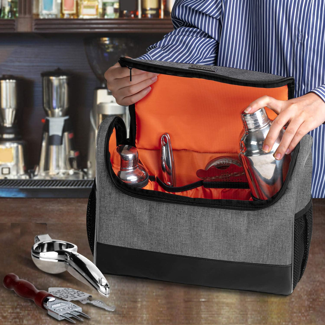 CURMIO Bartender Set Aufbewahrungstasche, Tragetasche für Cocktail Set, Cocktailshaker Bar Set, Reis