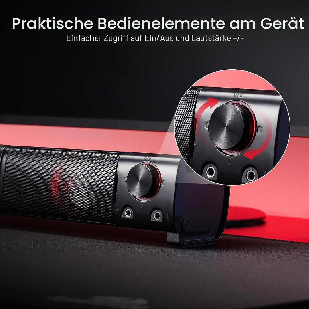 Redragon PC Gaming-Lautsprecher, 2.0-Kanal-Stereo-Desktop-Computerlautsprecher Mit Roter Hintergrund