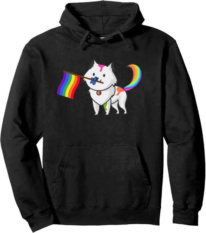 Cute Gay Pride Cat - Lesbian, Gender, Rainbow Flag, Kitten Pullover Hoodie