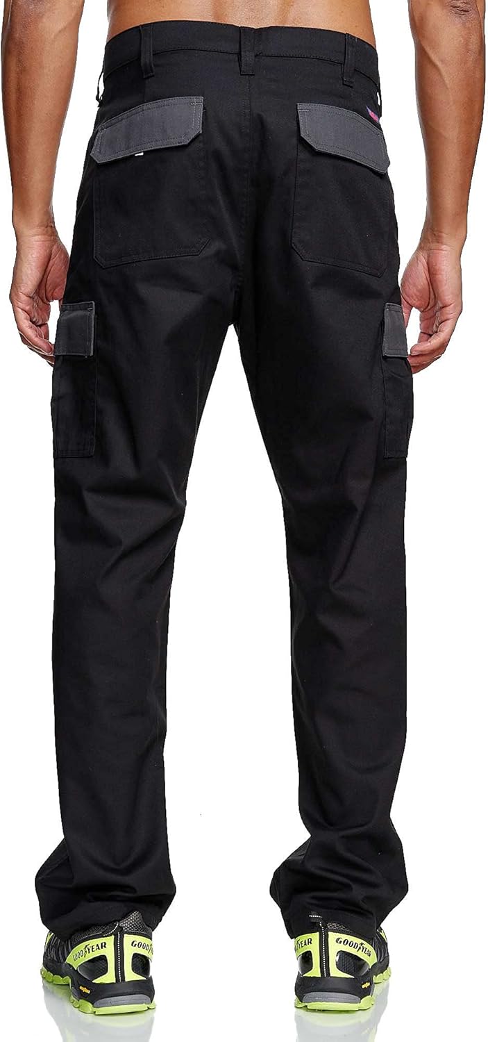 Lee Cooper Herren Cargo Trouser Hose 40W/31L (Regular) Black / Grey, 40W/31L (Regular) Black / Grey