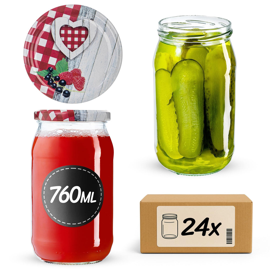 KADAX Einmachgläser 760ml TO82, Grosse Sturzgläser mit Schraubdeckel, Einkochgläser Fermentierglas f