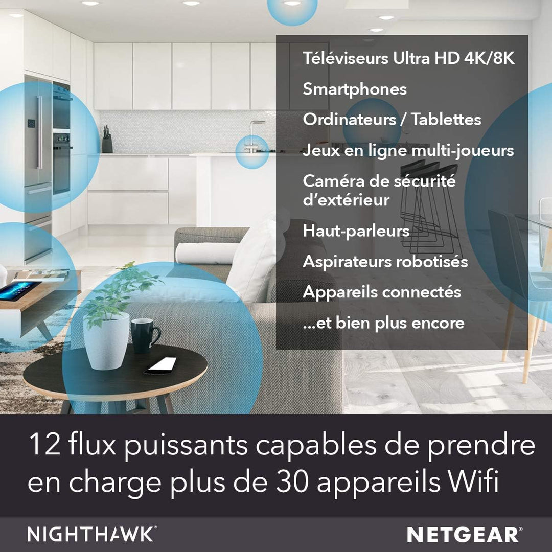 NETGEAR RAX120 WiFi 6 Router AX6000 (12 Streams mit bis zu 6 GBit/s, Nighthawk WLAN Router Abdeckung