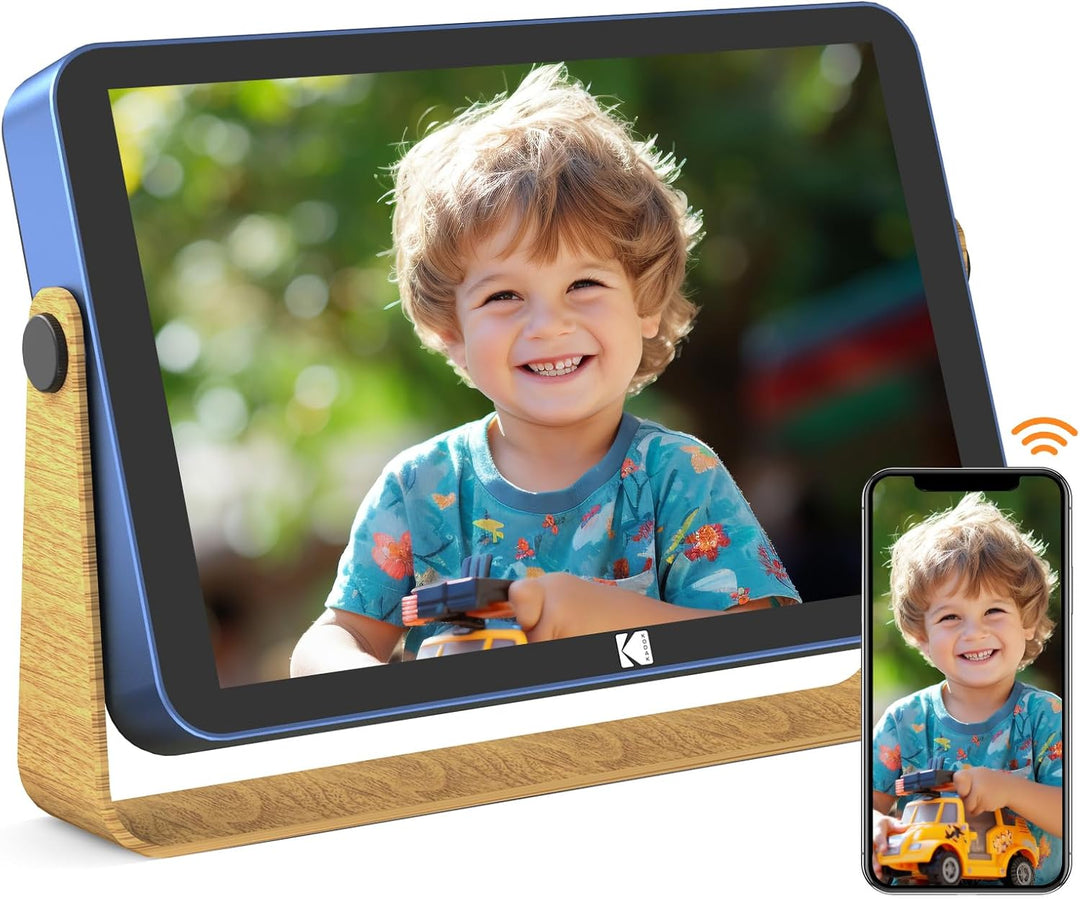 Digitaler Bilderrahmen mit Akku, KODAK WLAN Digitale Bilderrahmen 10 Zoll mit 16 GB Speicher, Elektr