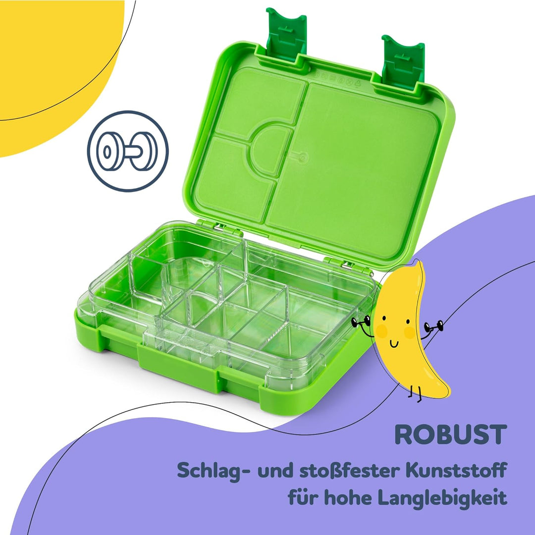 schmatzfatz Lunchbox für Kinder, Lunchbox, Bento-Box, bunt, Brotdose für Kinder, BPA-frei, wasserdic