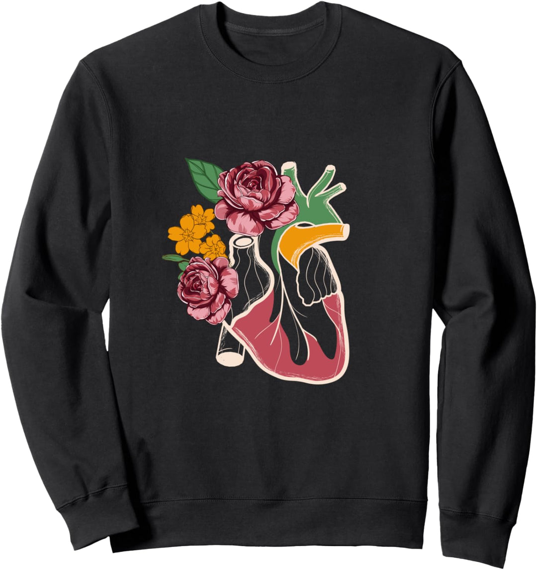 Anatomisches Herz und Blumen I Kardiologie I Anatomie Sweatshirt