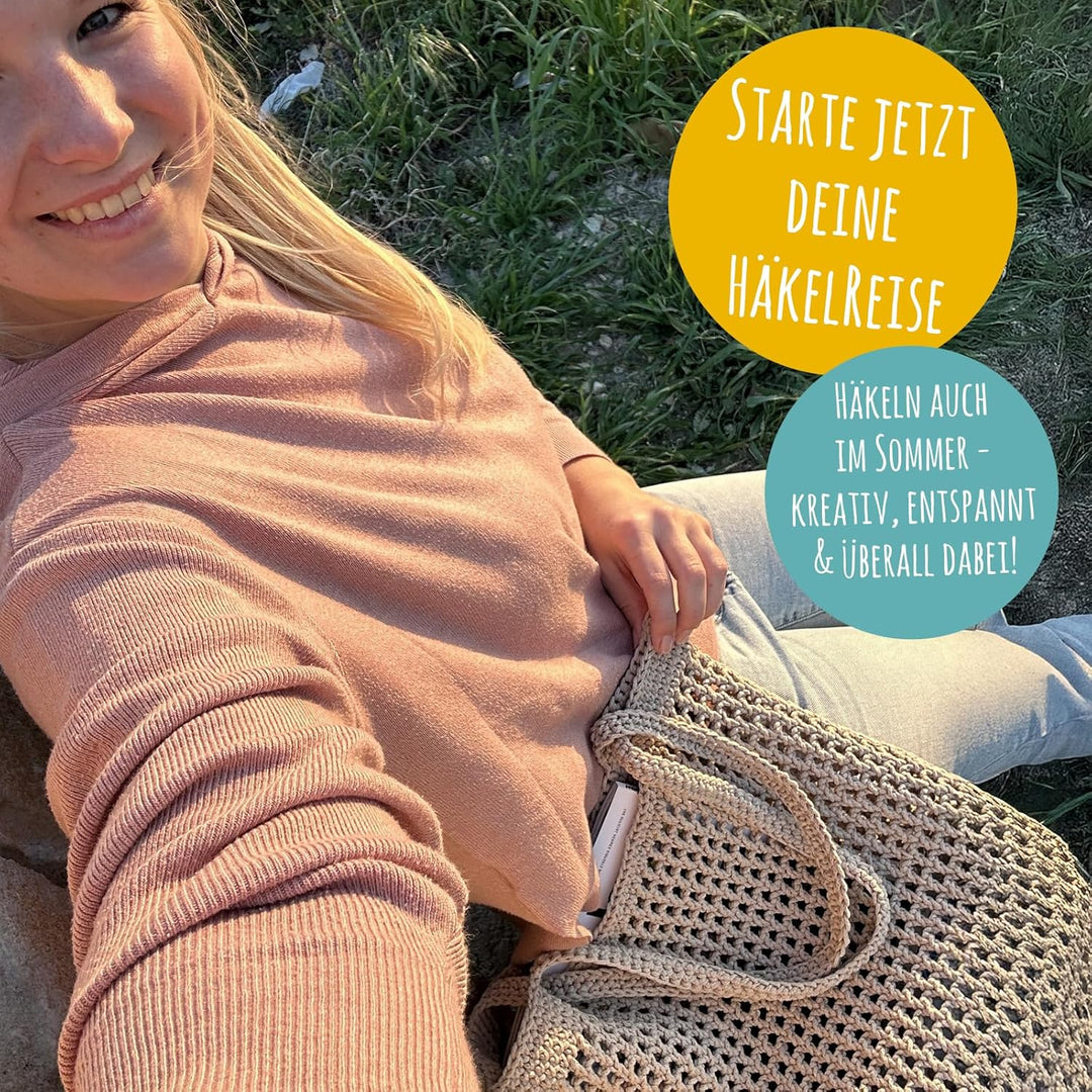HÄKEL LIESE Häkelset Für Anfänger - Strandtasche Damen, Häkel Set für Anfänger Erwachsene, Häkelnade