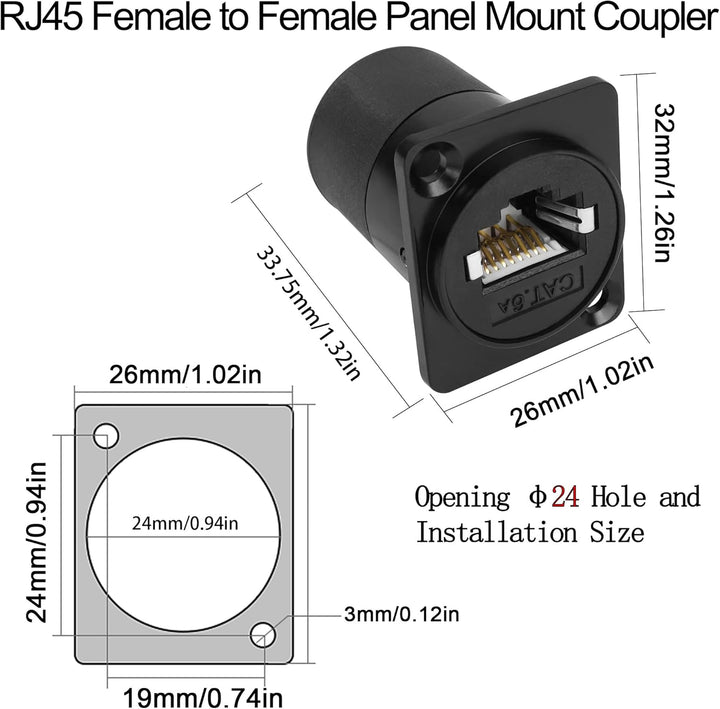 QIANRENON RJ45 Panel Montage Adapter Geschirmt RJ45 8P8C Buchse auf Buchse Netzwerk Steckverbinder C