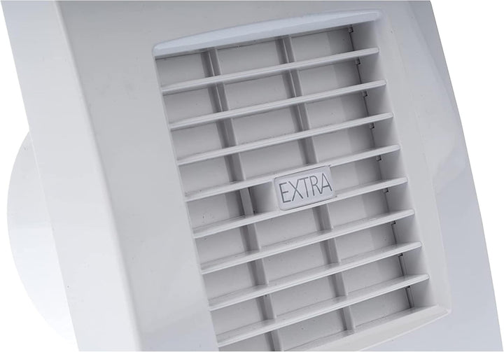 Ø 100mm Badlüfter mit Automatischer Jalousie und Nachlauf-Timer - Ventilator mit Lamellen - Weiss Lü