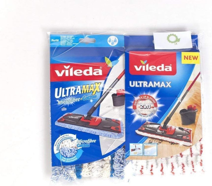 SILUK Vileda Ersatzbezüge UltraMax Microfibre Microtuch I 2X Wischbezüge Vileda Microfaser + Baumwol