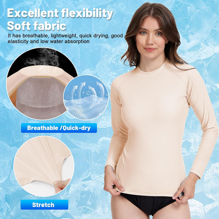 MEETWEE kurz & Langarm Damen Surf Rash Guard Sonnenschutz Badeanzug UV-Schutz Shirt UPF 50+ Kurzarm