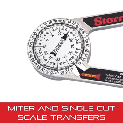 Starrett 505A-7 Gehrungswinkelmesser aus Aluminium, 175 mm 175 mm Aluminium-Zifferblatt zum Lesen, 1