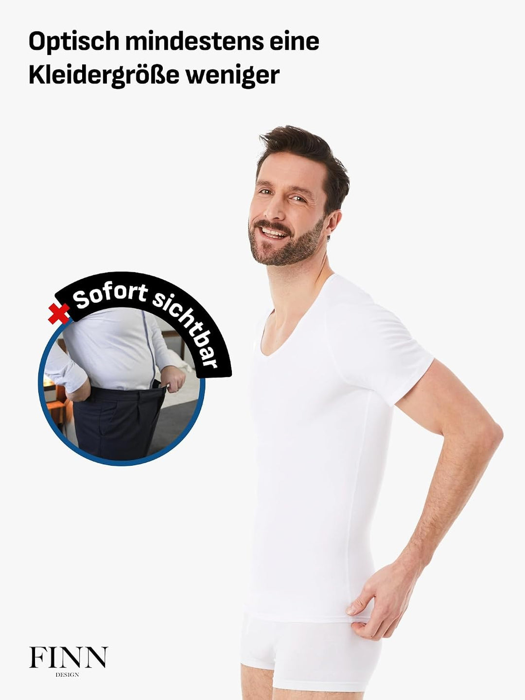 FINN Figurformendes Kompressions-Shirt Herren mit Bauchweg Effekt - Kurzarm Shapewear Unterhemd aus