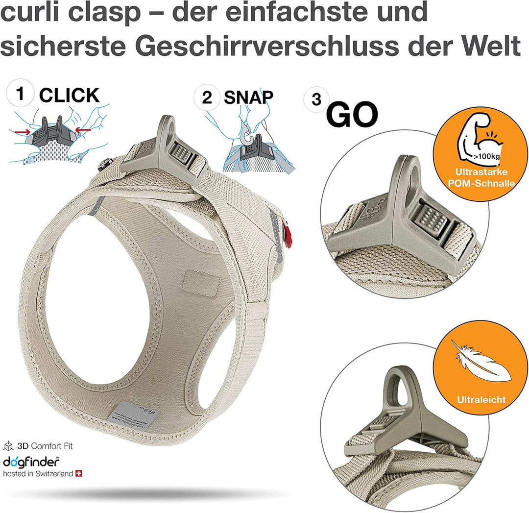 Vest Harness curli Clasp Air-Mesh Light-Tan XS Light-Tan XS Einfarbig, Light-Tan XS Einfarbig