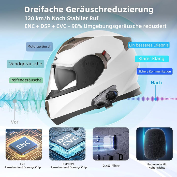 X2 Motorrad Intercom, Integriertem Intercom System, Motorrad Bluetooth Headset für bis zu 4 Motorräd