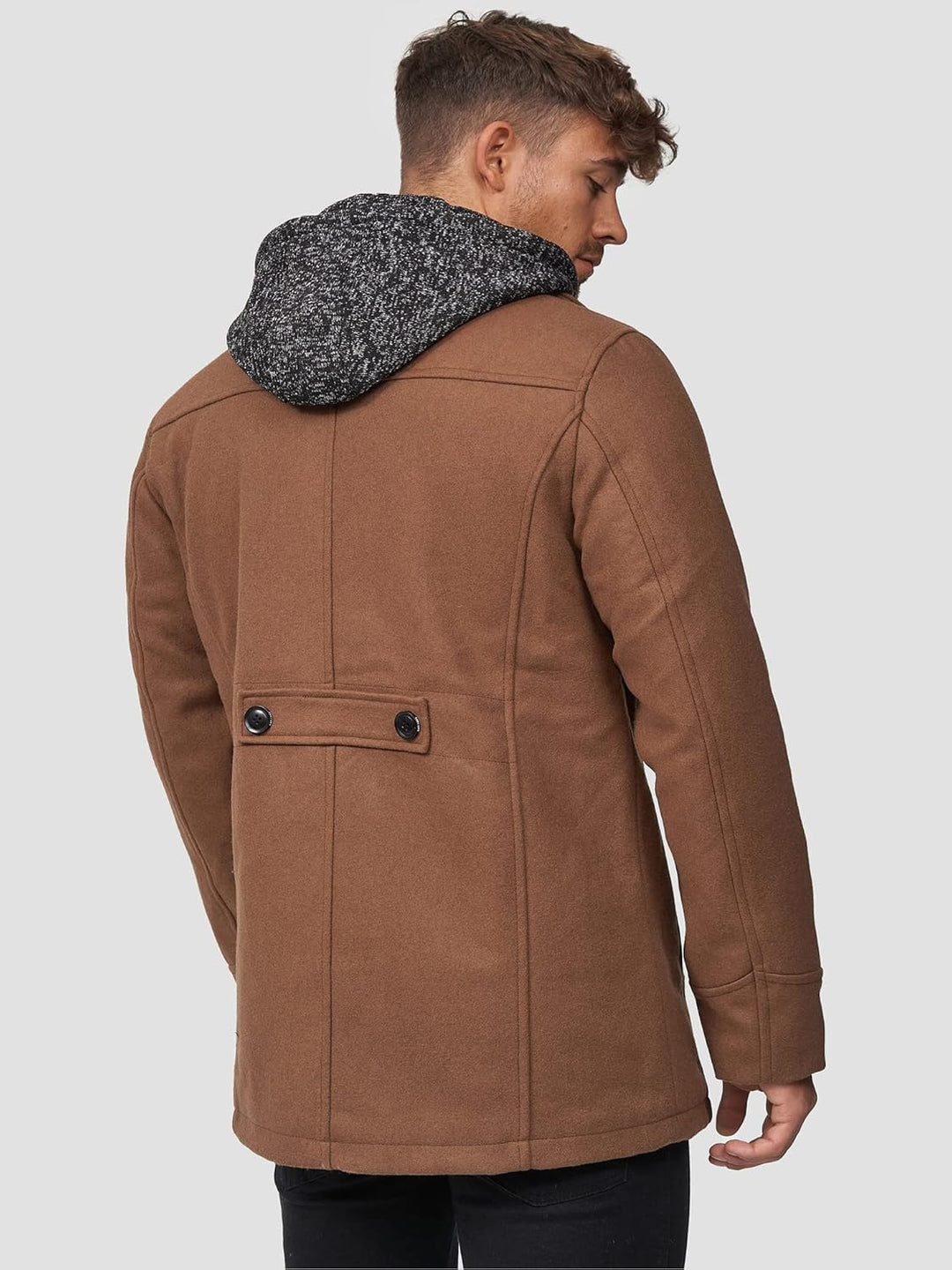 Indicode Herren Cliff Kurzmantel mit Stehkragen | Wollmantel Herrenmantel Mantel, Camel