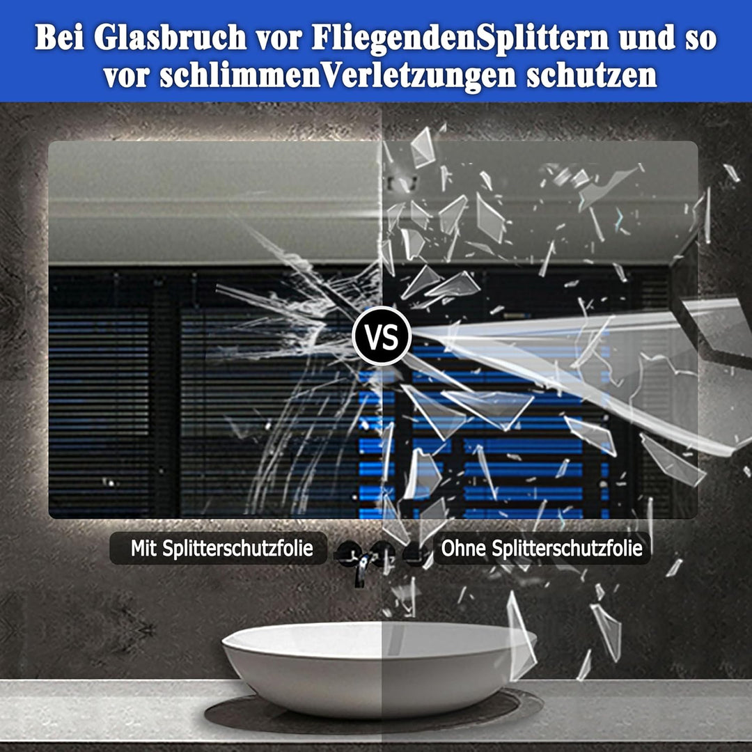 Aica Sanitär Badspiegel 70×50cm Druckknopf/Wandschalter 3 Lichtfarbe dimmbar Memory Beschlagfrei Bad