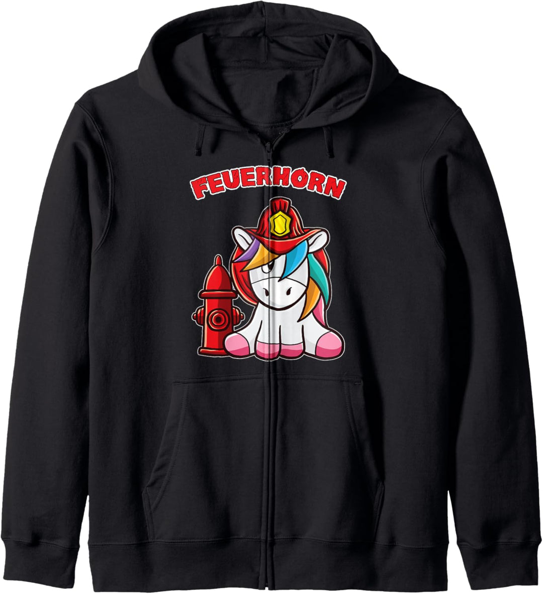 Firecorn Unicorn Feuerhorn Einhorn Feuerwehrmann Feuerwehr Kapuzenjacke