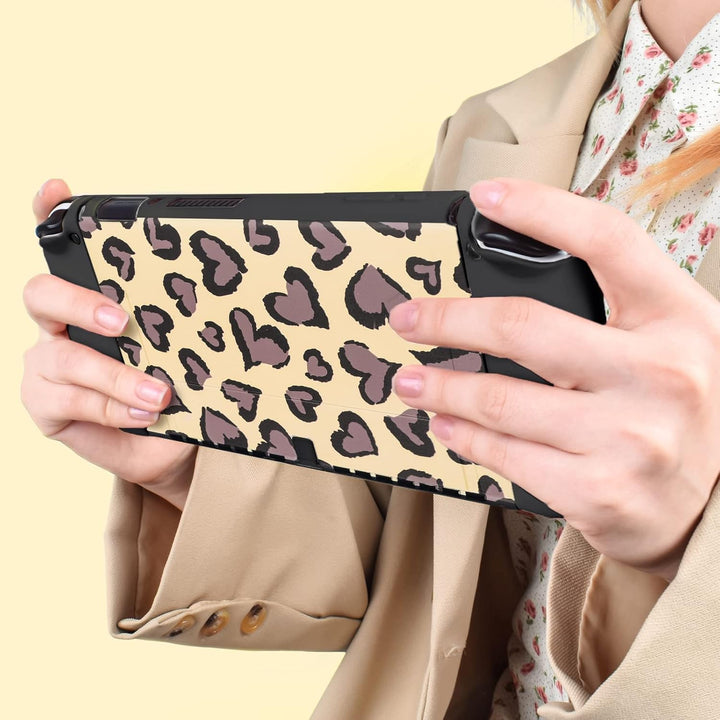 DLseego Tragen Tasche Kompatibel mit Switch OLED,Leopardenmuster Satz Tragbare Etui Schale Etui mit