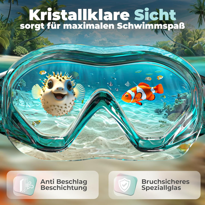 KIDVERSE Schnorchelset Kinder - Taucherbrille mit Schnorchel für Mädchen & Jungen - Taucherbrille mi