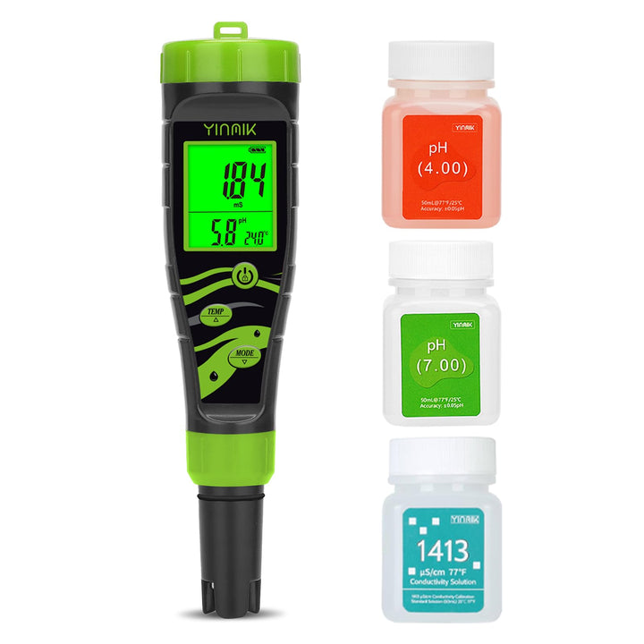 YINMIK 5 in 1 pH Messgerät Wasser, Pool pH Messgerät, Digitales pH EC Messgerät, Salzgehalt pH Teste