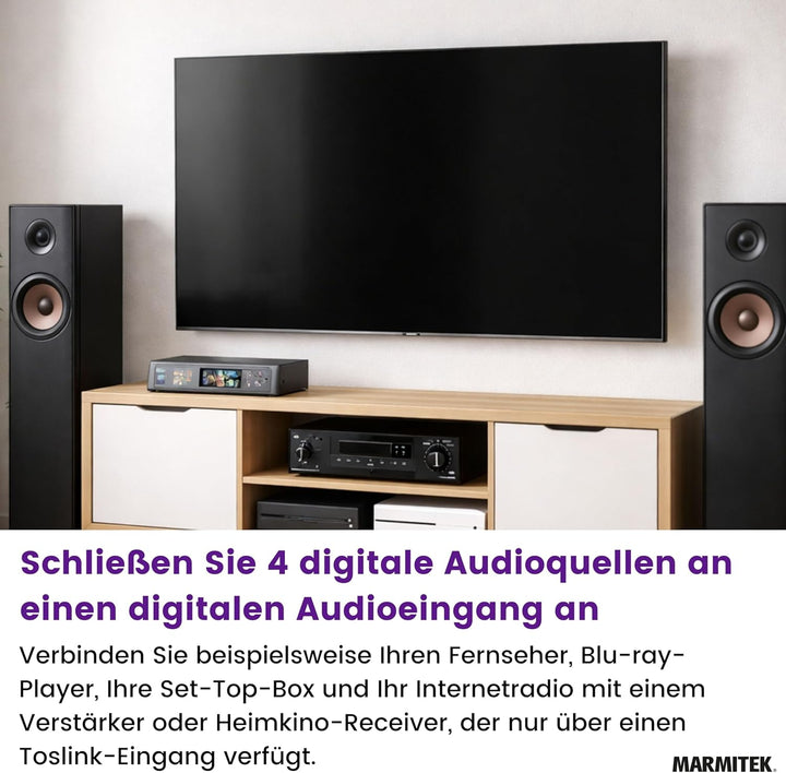 Toslink Audio Switch - Marmitek Connect TS21 - Audio Weiche Optical - 2 Ein / 1 Aus - S/PDIF - 192 k
