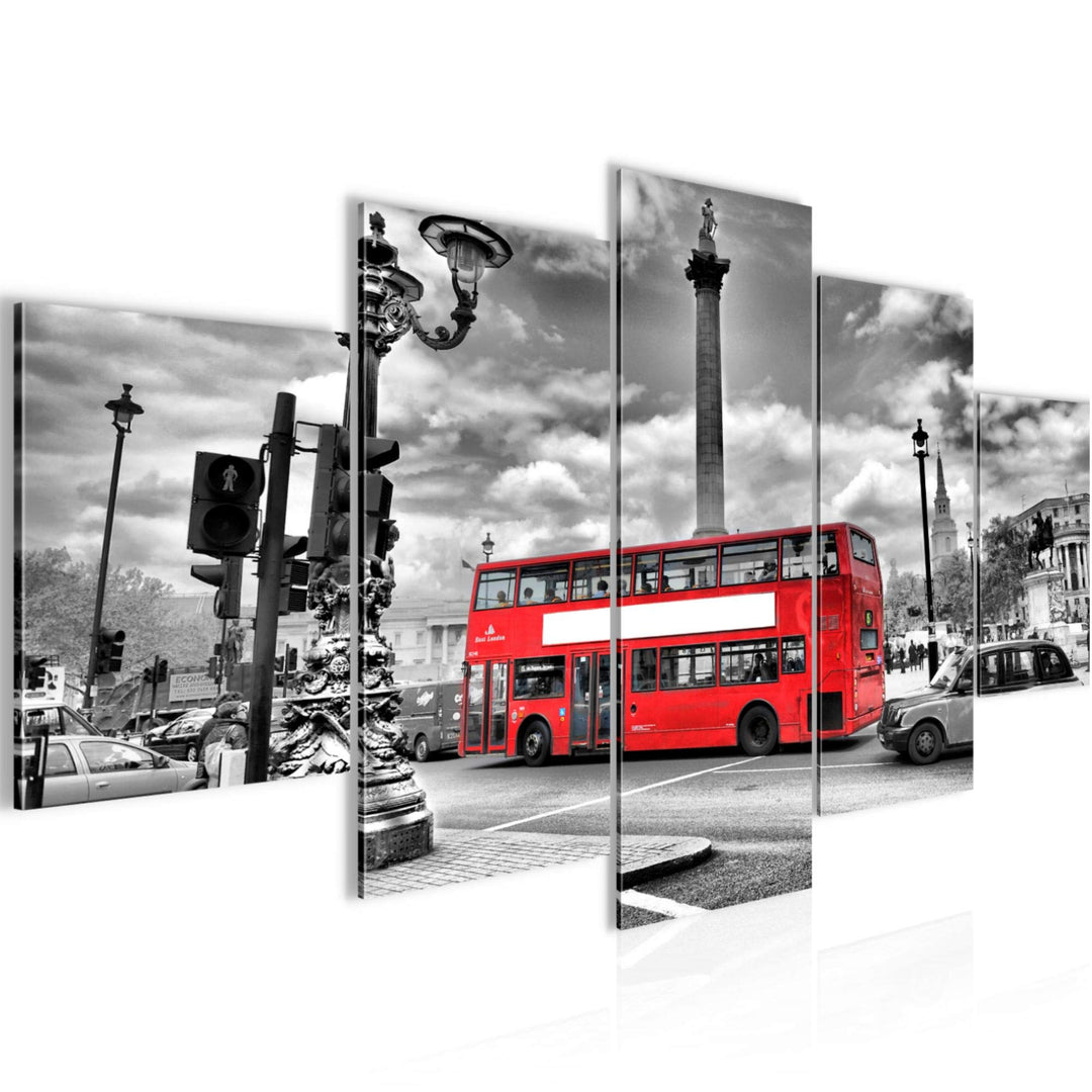 Runa Art Wandbilder London Bus 5 Teilig Bild auf Vlies Leinwand Deko Wohnzimmer Schlafzimmer England