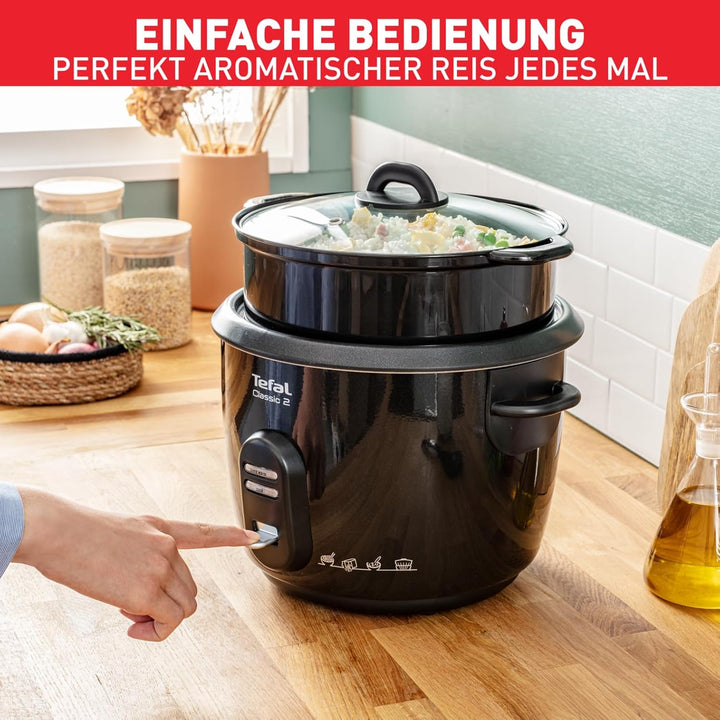 Tefal RK103811 Reiskocher Classic, schwarz-metallic, Noir