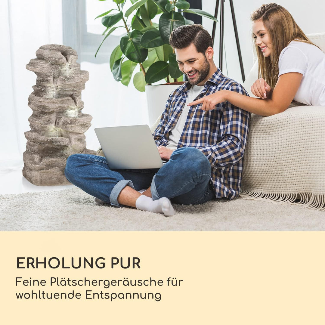 Blumfeldt Stonehenge Solarbrunnen, inkl. Solarpanel, Lithium-Ionen-Akku (ca. 5h Laufzeit), LED-Beleu