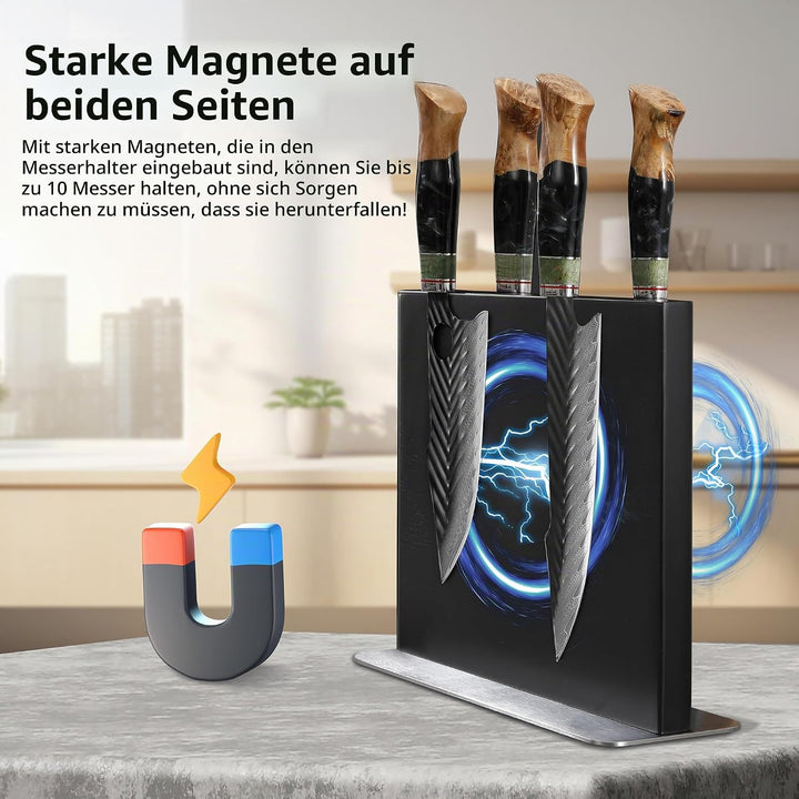 WILDMOK Magnetischer Messerhalter, Doppelseitiger magnetischer Messerblock, Magnetische Ständer aus