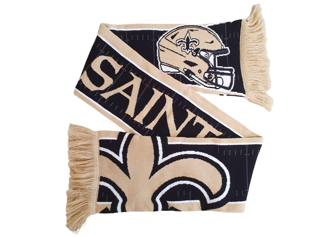 Great Branding NFL Jaquard Schal American Football Teamlogo Helm Fanschal Fransen Scarf-saints-black
