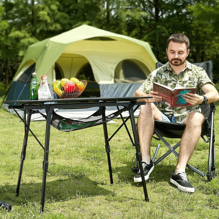 Portal Campingtisch faltbar Höhenverstellbar Klapptisch 60kg belastbar Aluminium 90 x 53cm für 4 Per