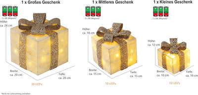 Bambelaa! 3er Led Deko Geschenke Leucht Boxen Timer Weihnachts Dekoration Weihnachtsdeko Beleuchtet