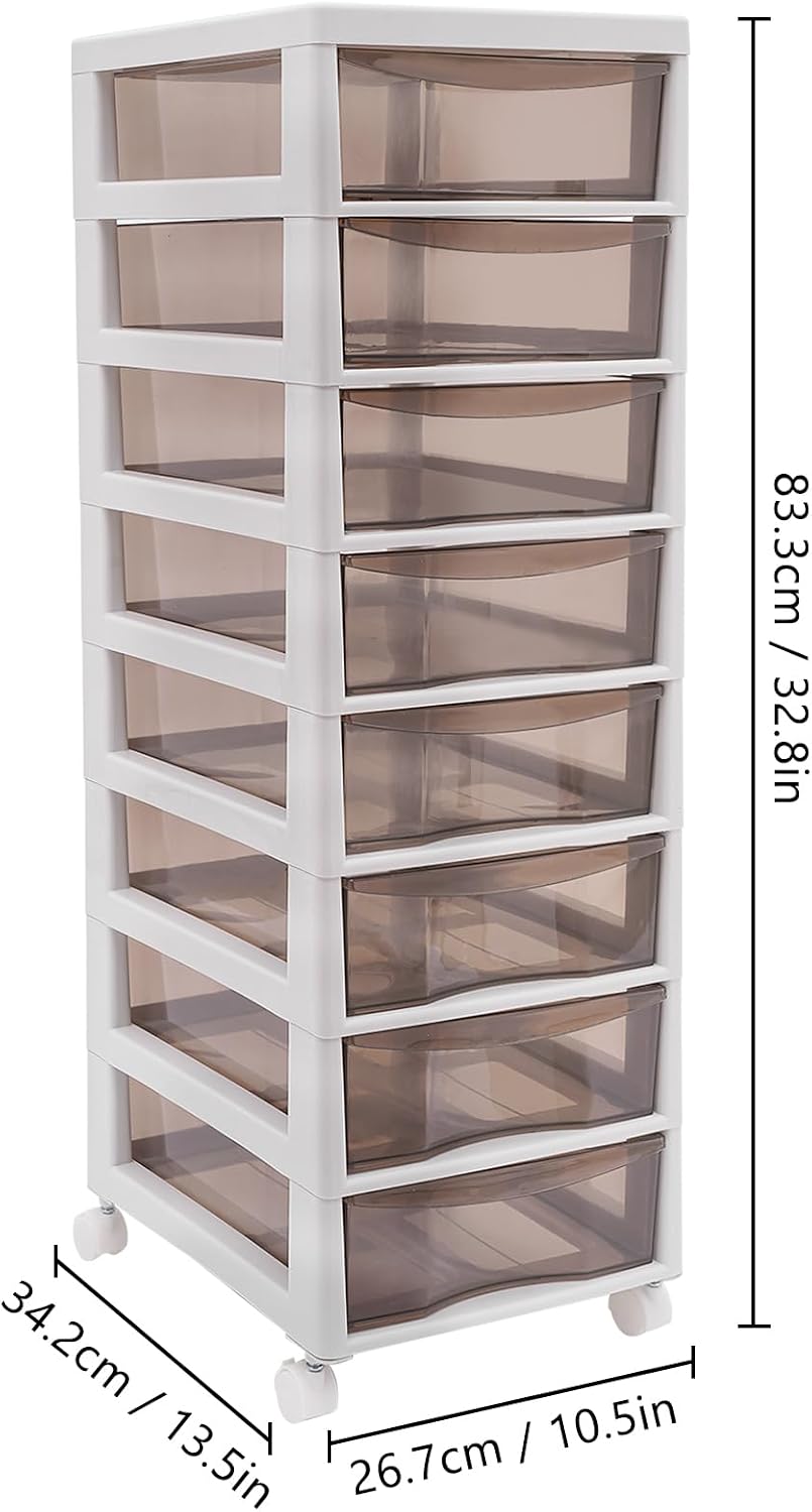 Schubladenschrank 8 Schubladen Rollcontainer Kunststoff Khaki
