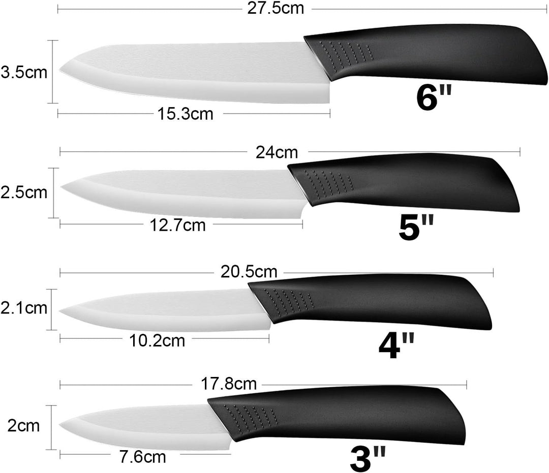 Ballery keramikmesser, Keramikmesser Set mit Schutzhülle, Küchenmesser Set mit 4-teilig Messer und 1