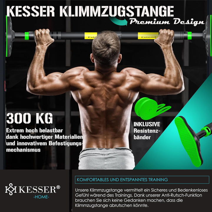 KESSER® Klimmzugstange Türrahmen verstellbar, Pull Up Bar Heimturnhalle, Reckstange ohne Schrauben/B