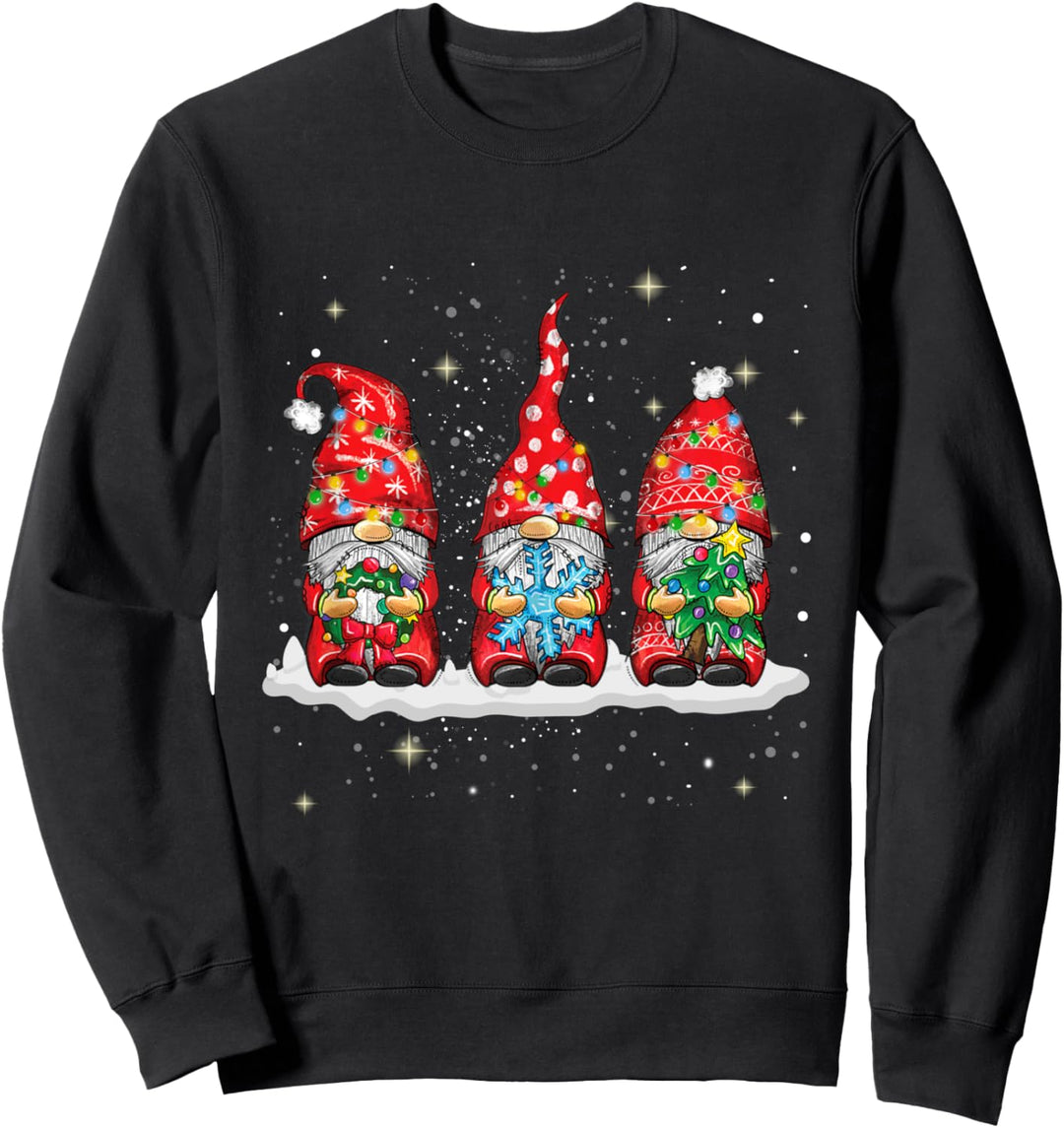 Weihnachtswichtel mit drei nordischen Wichteln, Weihnachtsschlafanzug Sweatshirt