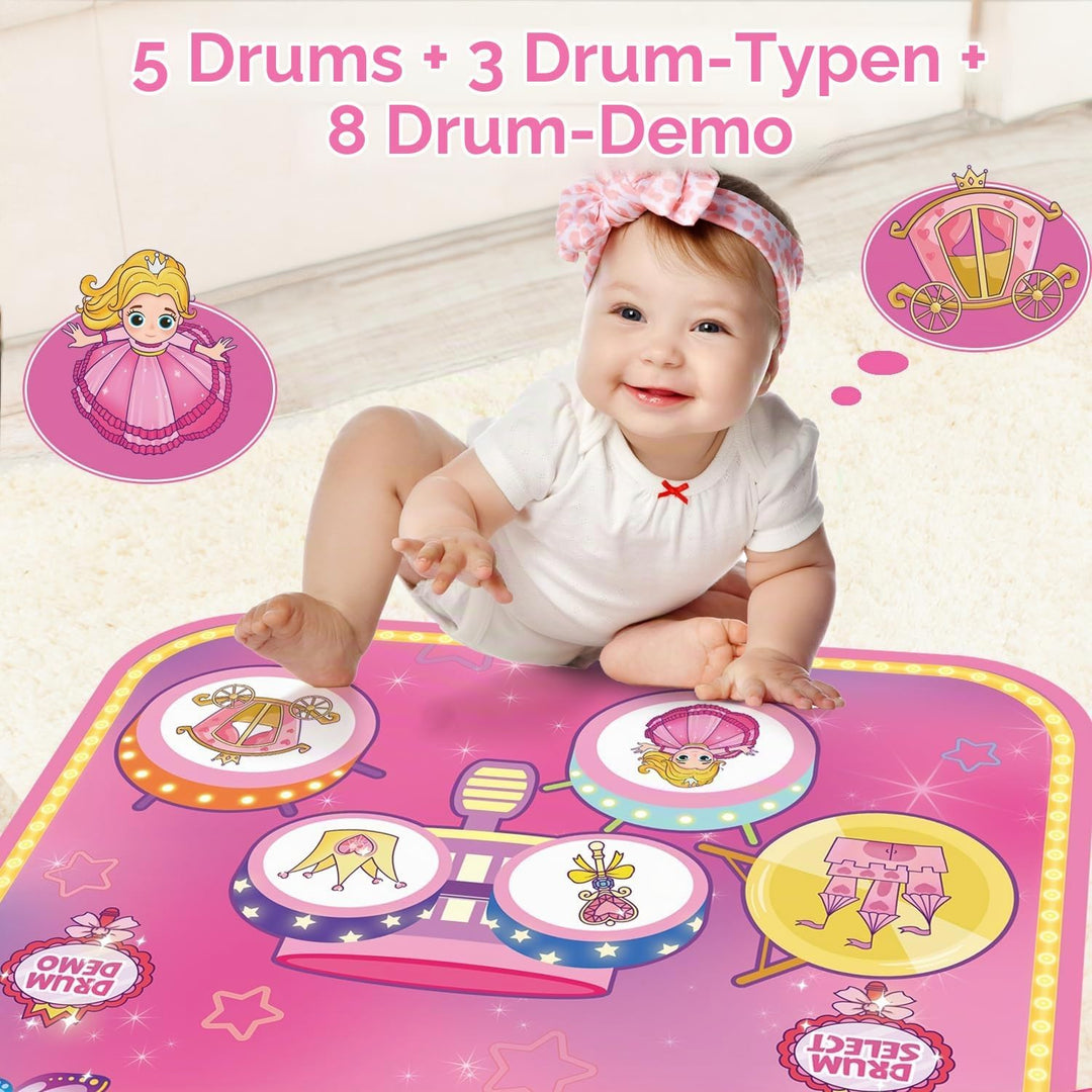Lobyoh Baby Spielzeug 1 Jähr, 2-in-1-Musikmatte Piano Matte für Kleinkinder, Trommelspielzeug, Prinz
