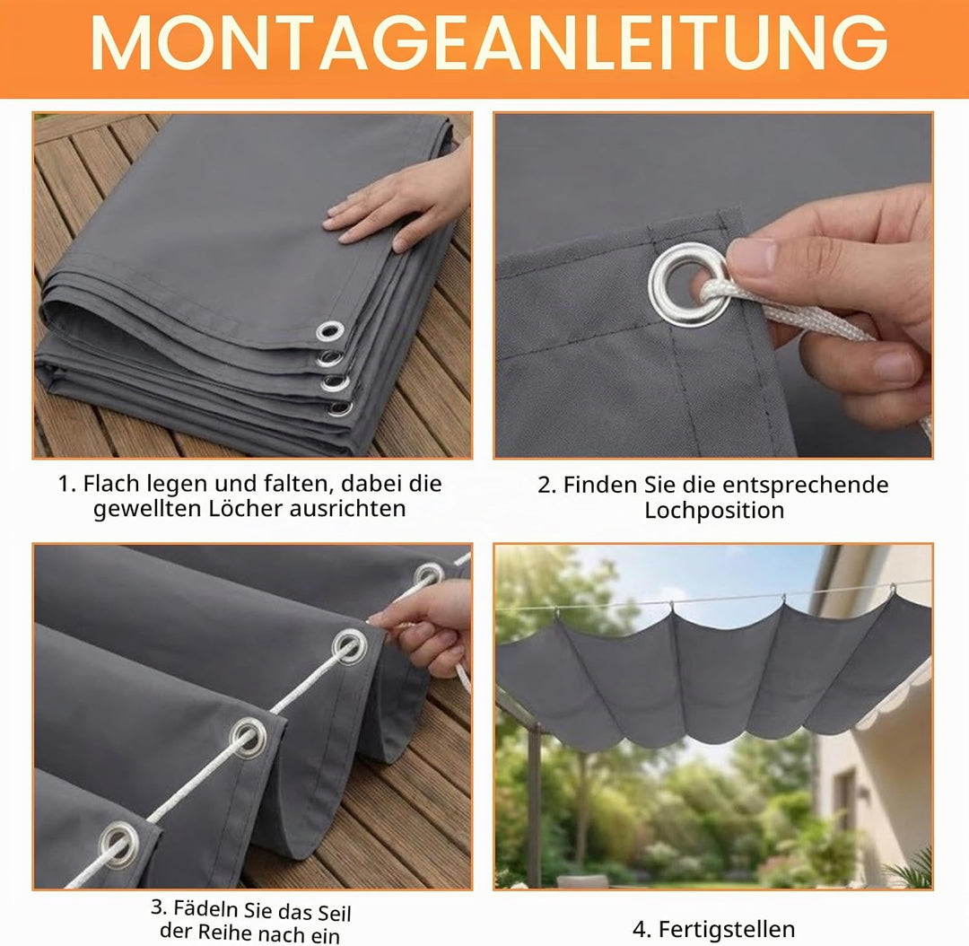 Einziehbare Welle Sonnensegel,Verstellbar Schattenabdeckung 0.8x3.5m,Nach Mass Wellenmarkise Verstel
