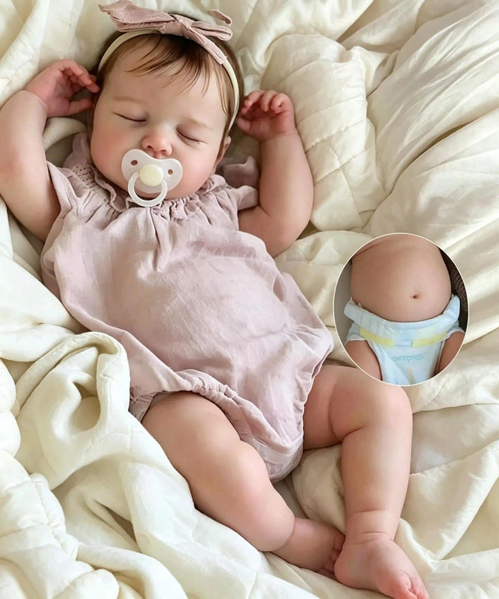 Zero pam Lebensecht Reborn Baby Mädchen Vollsilikon Puppe, 45 cm Reborn Babypuppe Wie Echtes Baby, V