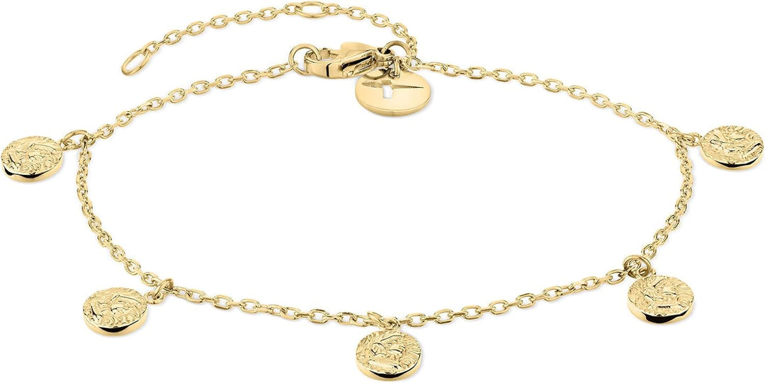 Tarmaris Armband für Damen aus Edelstahl, Frauen Armschmuck grössenverstellbar und wasserfest Coin /