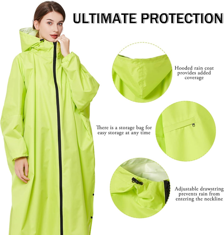 Ynport Crefreak Damen Lange Wasserdichte Regenmäntel Leichter Regenponcho Packbare Outdoor-Regenbekl