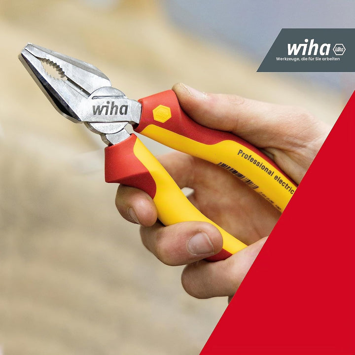 Wiha Kombizange Professional electric 180 mm I optimale Kraftübertragung I lange Schneide I Greifflä