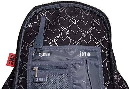 Roxie Rucksack mit Herzmotiv, 43 x 32 x 23 cm, für die Grundschule, mittelgross, für Mädchen, Schwar