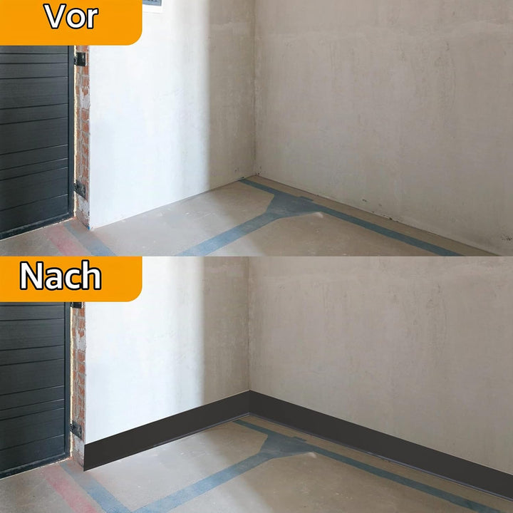 NeatiEase PVC Weichsockelleiste selbstklebend WEISS Knickleiste, 10 cm x 10 Meter(Schwarz) 10cm x 10