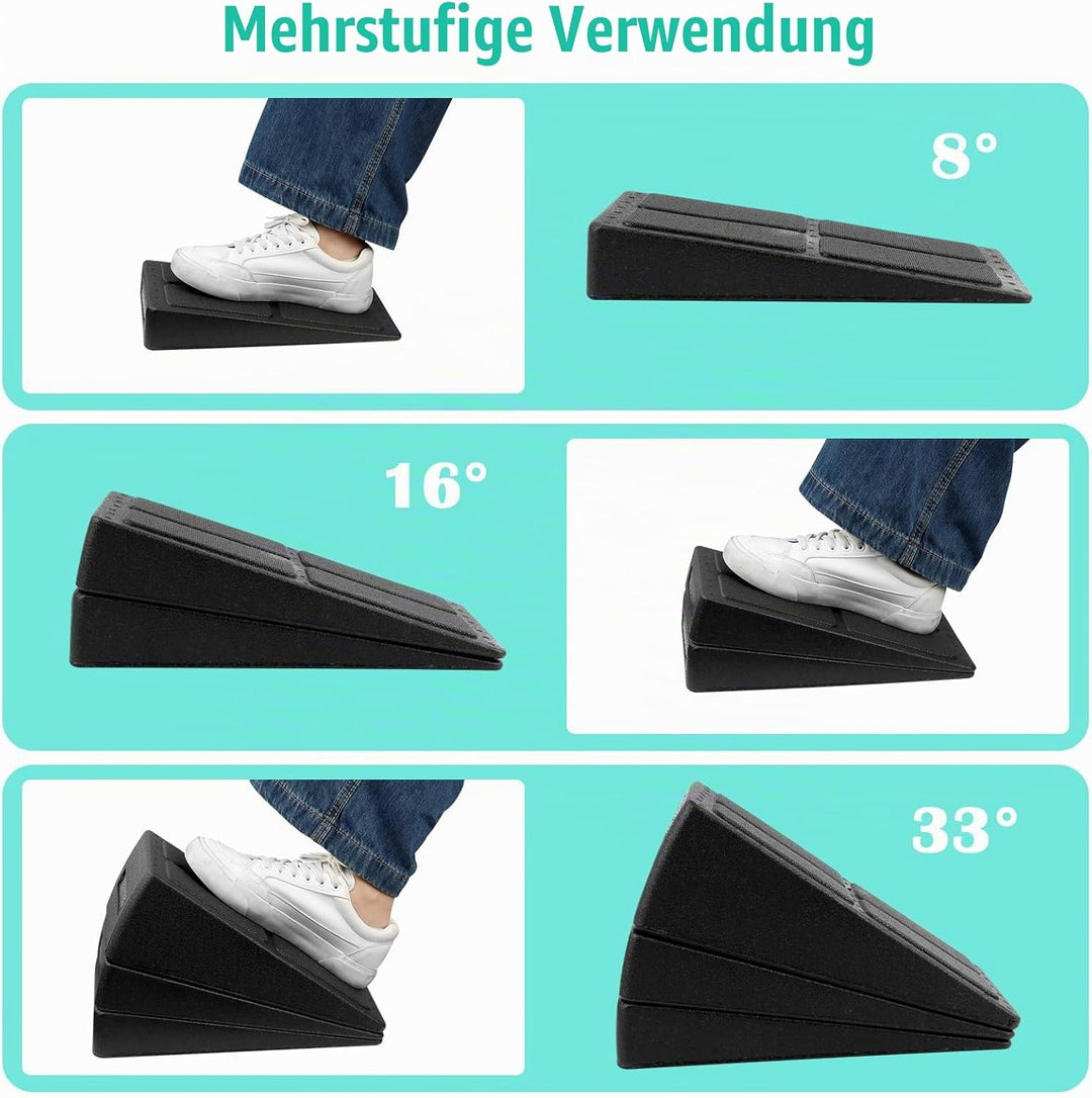 Wadendehner, Wadentrainer-Keil im 3er Set, Waden-Strecker für Fuss, Bein, Mobilisationskeil zum Dehn